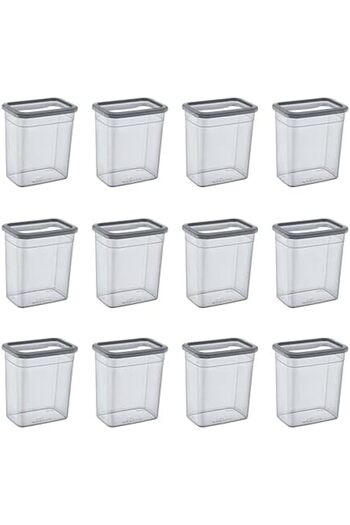STOREMAX Sellbuyst 12'Li Set Skali Rectangular Storage Container Anthracite 2350 ml Trendy 266450