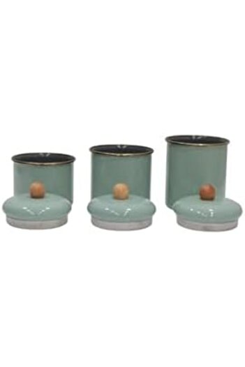 STOREMAX Snshop Home Soft Green Enamel Spice Jar Set 3 Pieces 467437