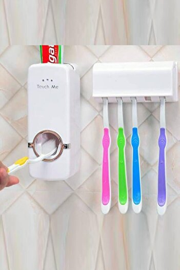 STOREMAX Automatic Toothpaste Squeezer and 5 Toothbrush Holders