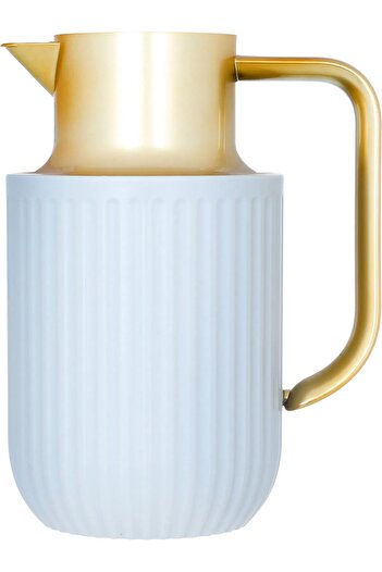 Everest Laura Thermos, golden handle, 1 liter, thermal glass inner shell, light gray