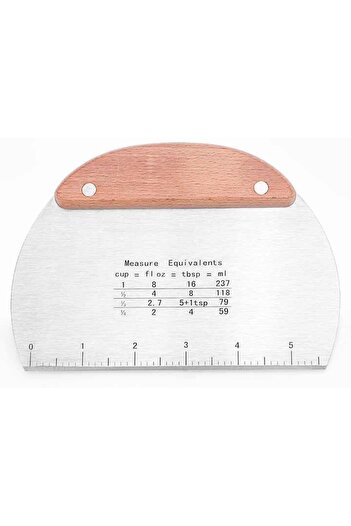 STOREMAX Polysight Scale Dough Cutter, Wooden Handle, 16cm X 11.3cm, Stainless Steel Trendzap 467437