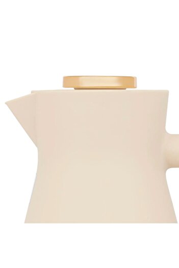 Everest Amada Thermos, 1 liter, wooden handle, thermal glass inner shell- beige