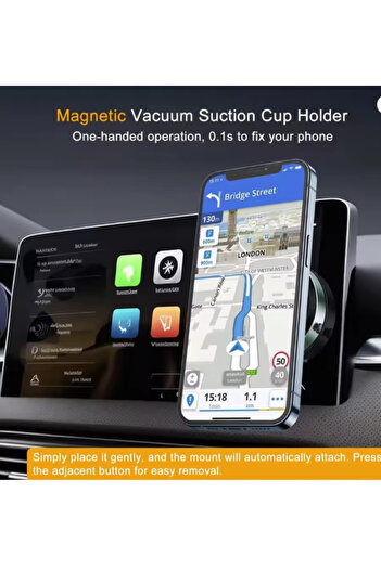 Generic Vacuum Suction Magnetic Phone Holder – 360° Rotation Suction Cup Mount for Car, Kitchen & Home Use