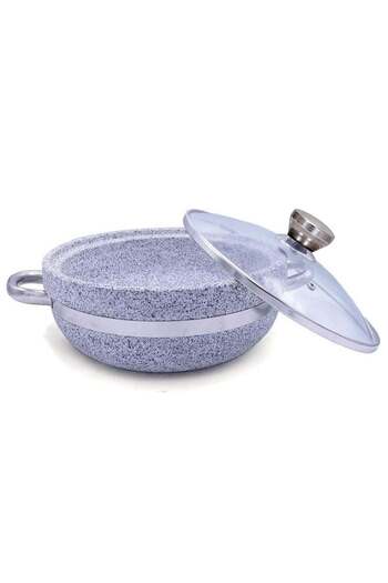 ELEGANT HOME Granite Stone Pot with Lid - Durable Cooking Pot 30cm