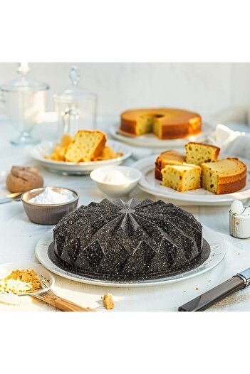 STOREMAX Polysight Thermo Cast Body Cake Mold 28cm, Sectioned and Cast, Black Granite Speckled Baking Dish,