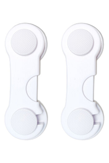 Fab N Funky Child Safety Cabinet Locks, One-Press Unlock, 0 Month+, 9.5 x 3.5 cm Each, White - 2 Pieces