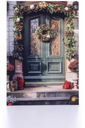 STOREMAX Snshop Postcard, New Year, Fancy Door with Green Garland, 12X17 cm 6 Pcs 467437