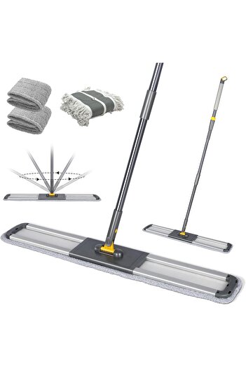 Masthome Aluminium Mop Large Professional Flat Mop with Telescopic Handle, Professional Cotton Mop w