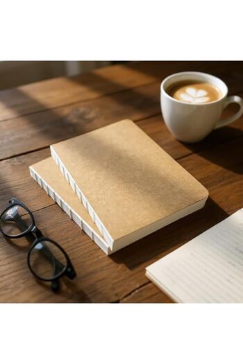 STOREMAX Snshop Promotional Special Design Kraft Cover A5 Lined Notebook - Can Be Opened 180 Degrees, Spine