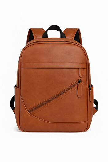 TSUMAB Classic Brown Leather Backpack