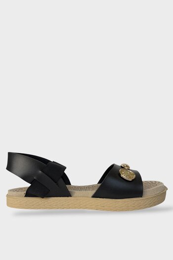 Liger Women's Single Strap Accessory Ankle Elastic Detailed Sandals Black
