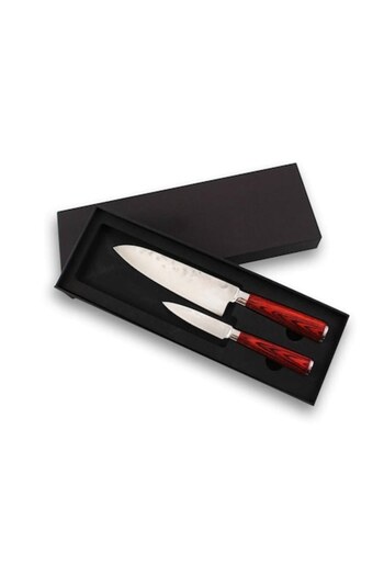 OEM Set cutite Chef knife lama otel X50 17 cm si Paring knife 9 cm, model japonez, maner pakkawood, lemn