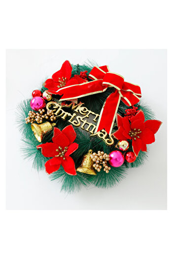Fab N Funky Christmas Wreath 30cm - Festive Holiday Door & Wall Decor, Sparkling Party Atmosphere Enhancer