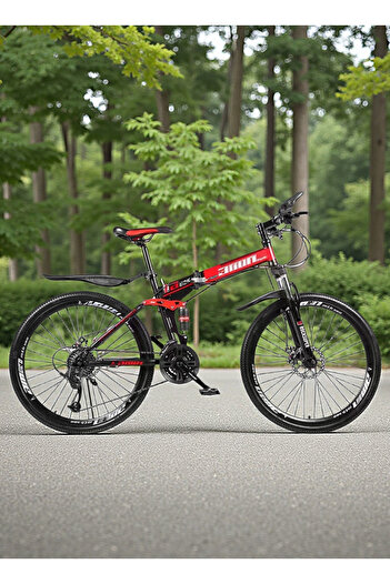 ETG 26 Inch Folding Mountain Bike, 21 Speed Full Suspension Bicycle with Shock Absorber