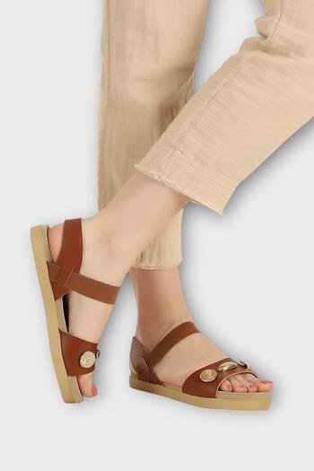 Liger Women's Single Strap Accessory Ankle Elastic Detailed Sandals Taba
