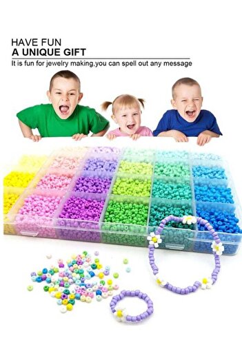 COOYA 12000pcs,Beads,24 Colors Kits for DIY,Woven Macarone Rice Beads With Accessories,3mm,19.5x13.5x2.5cm