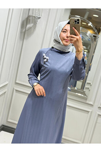 FUAT GÜRSEN Stone Embroidered Lined Dress