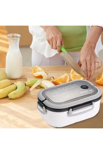 MUBX Portable Food Container Lunch Box 2-Tier Diet Nutrition Box Storage Container with Fork and Spoon