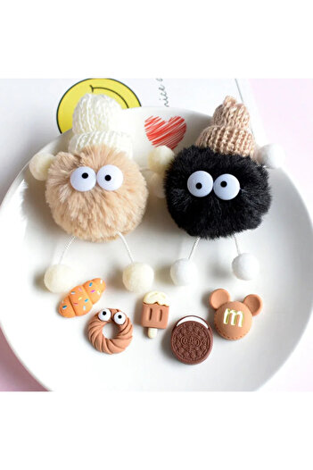 Miniso 7pcs a set Personality Cute 3D Hairball Genie Shoe Charms Funny DIY Sandal & Clog Decorations