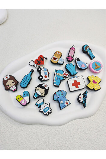 Choice XPJ170-18PCS 18PCS PVC Shoe Charms Pins For Clog DIY Hospital Design Ambulance Nurse Medicine Badges
