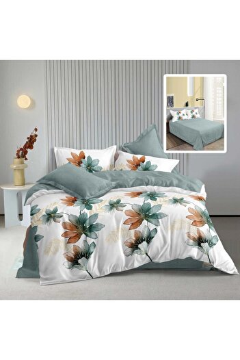 Pucioasa Double bed linen in finet 6 pieces with large leaves