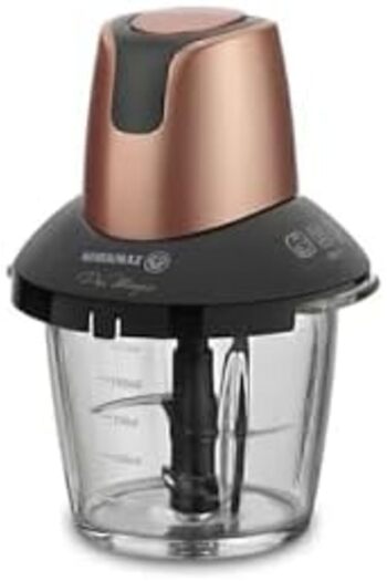 KORKMAZ Pro Magic Glass Chopper, 4 Blades, Rosegold/Black, 900W