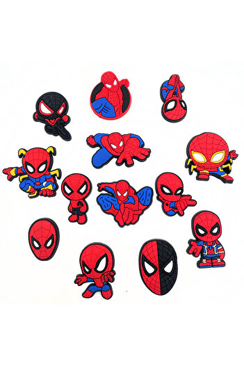 Choice 5-Black spiders-13 13pcs cute cartoon shoe charms for women men pvc funny superhero shoe accessories