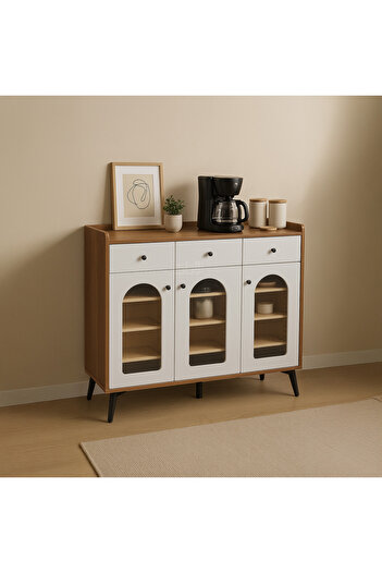 Ebticar Modern multi-purpose cabinet, ideal for placing the coffee machine, in brown, 100 cm