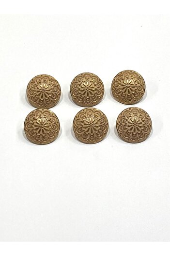 karantuhafiye Bombeli Antique Gold Floor / Metal Button / 2.3 cm / Set of 6 / (M03092)/ Milky Coffee