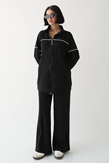 InStyle Black Suit with Piping Detail and Zipper