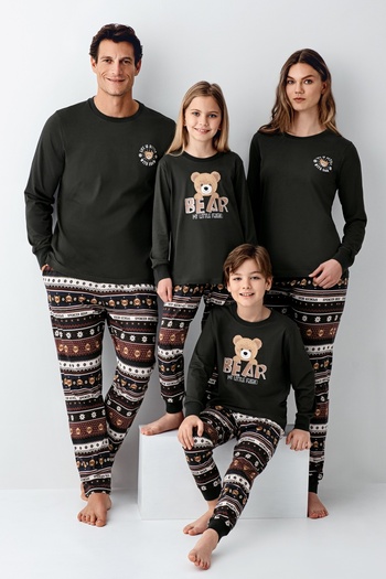 Arnetta Women's Bear Printed New Year Concept Family Pajama Set