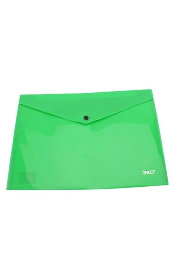 daço Plastic Envelope Folder A4 with Snap Button, Color Light Green, Material Plastic, Thickness 200 MIC