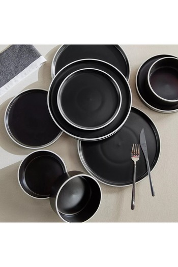 Generic Kuro 12-Piece Stoneware Dinner Set - Serves 4