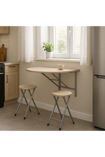 UnicSpot Napoli table and two chairs set, white oak, 84x60 cm