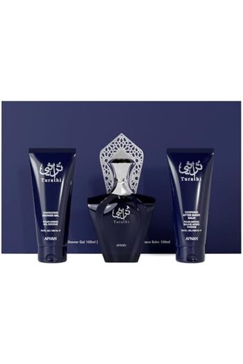 Afnan Gift Set Turathi Homme Blue Eau De Perfume 100 ML + Shower Gel 100 ML + After Shave 100 ML, Pe