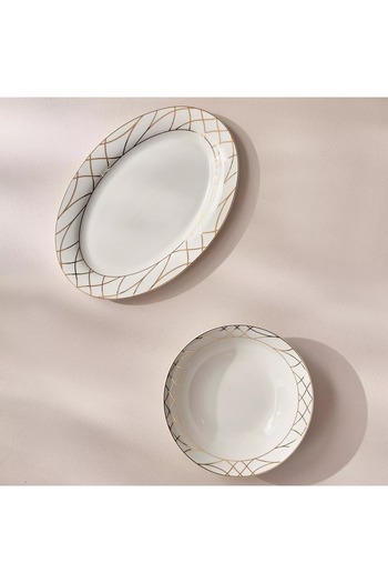 Generic Hikayat 32-Piece New Bone China Dinner Set - Serves 6