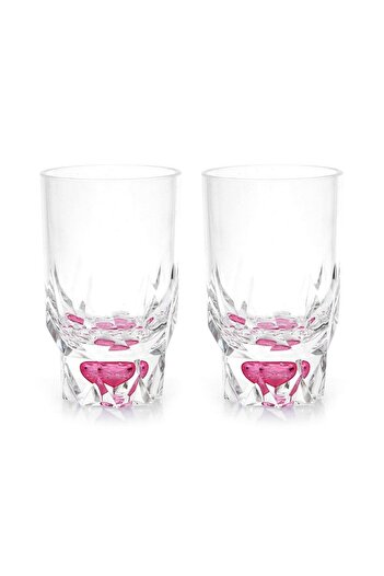 Bosphorus 2 Pieces Pen Holder with Crystal Drop Red Acrylic Office Supplies 7X7X13Cm