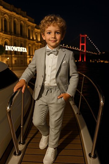 inowesta Boy's Jacket Shirt Pants Bowtie Three-Piece Suit 4'Piece(Please Choose One Size up)