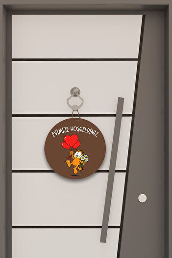 Dormot Ψηφιακή εκτύπωση καφέ, Στάνταρ, Θέμα Welcome to Our Home Garfield, Στολίδι πόρτας, Στολίδι τοίχου