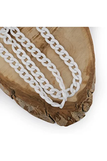 Prestij Boncuk White Plastic Chain Flat Snap Chain for Bags and Accessories