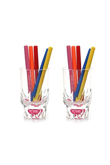 Bosphorus 2 Pieces Pen Holder with Crystal Drop Red Acrylic Office Supplies 7X7X13Cm