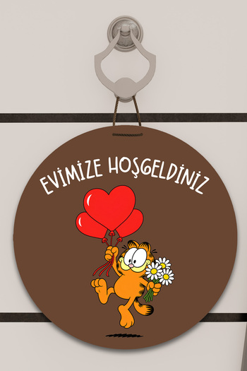 Dormot Ψηφιακή εκτύπωση καφέ, Στάνταρ, Θέμα Welcome to Our Home Garfield, Στολίδι πόρτας, Στολίδι τοίχου