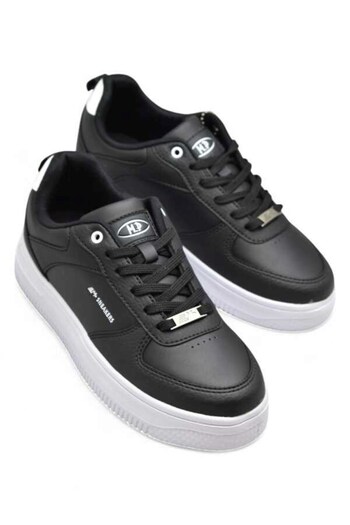 M.P. Comfortable Lace-Up Walking Shoes Black and White Men's Sneaker