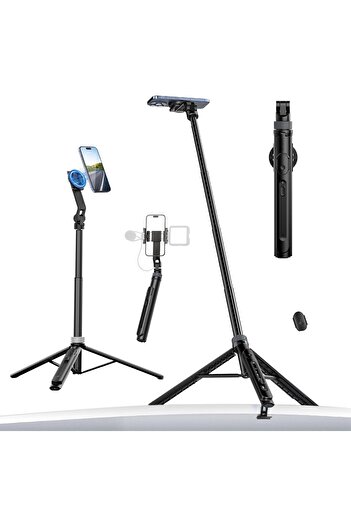 ulanzi TT88 Magnetic Tripod for iPhone, 57" Extendable Selfie Stick with Remote, 2-in-1 Phone Clip &
