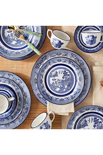Generic Blue Willow 30-Piece Porcelain Dinner Set - Serves 6
