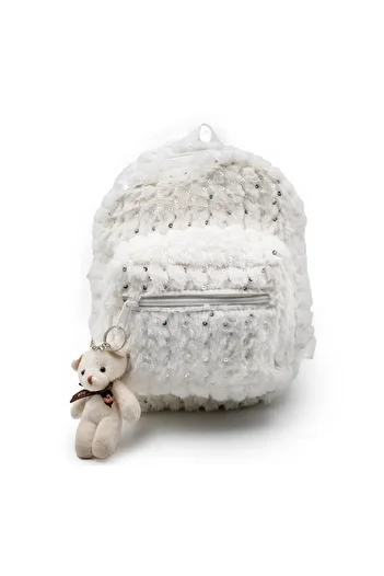 BORNAY Girl's Plush Backpack |   Cute Daily and School Bag with Teddy Keychain