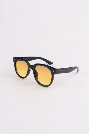 MACERATİ Oval Unisex Black Oval Frame Yellow Glass Sunglasses