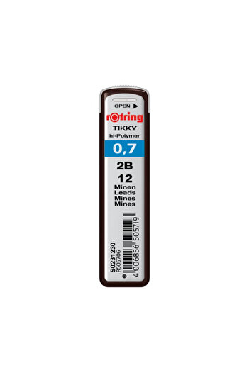 Rotring Mine pentru creion mecanic, duritate 2B, dimensiune 0,7 mm, set de 12 bucăți