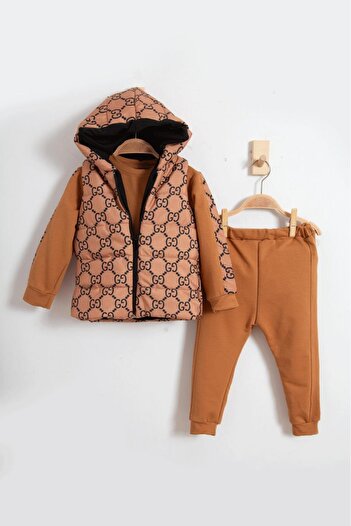 Soft kids Vest Hoodie Bottom Top 3-Piece Set