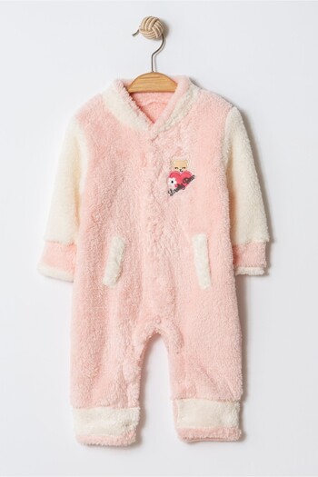 Chicsy Baby Winter Sweet Welsoft Heart Embroidered Easy-To-Wear Hoodless Baby Jumpsuit